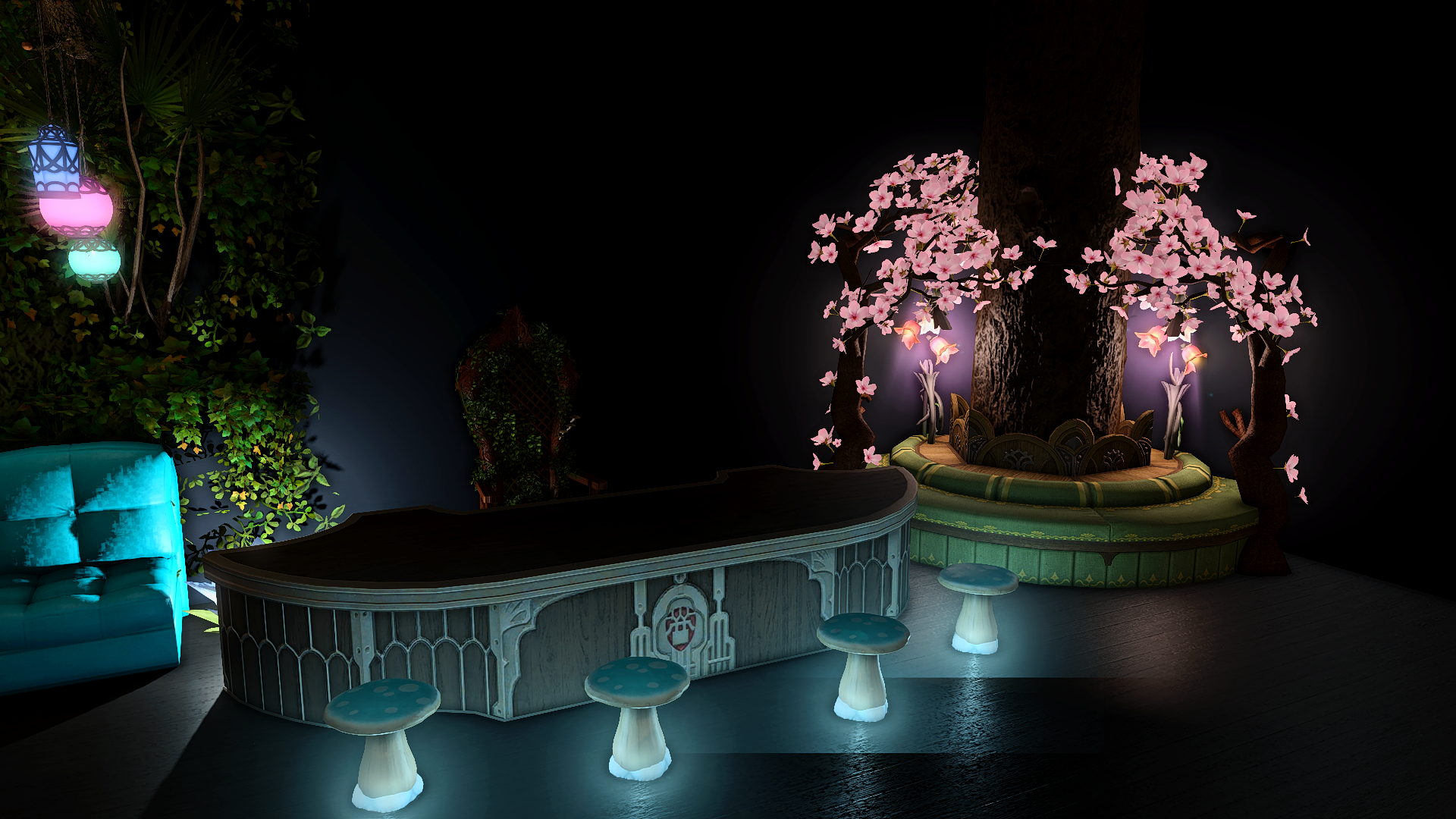 A cozy corner of the Grove where patrons can enjoy games and camaraderie.